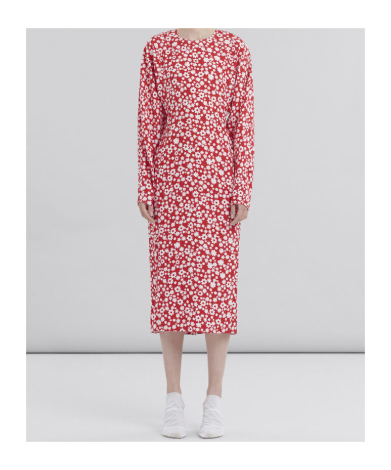 Marni Midikleid Mit Blumen-print In Pink