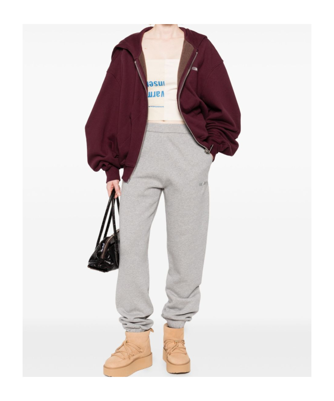 Attico Cotton Sweatpants With Elastic Waistband And Side Pockets In Gray