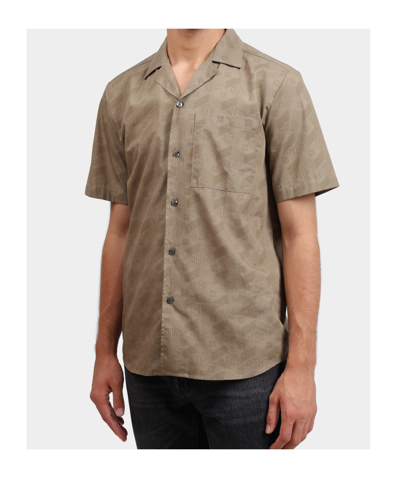 Hugo Boss Short Sleeve Shirt In Brown