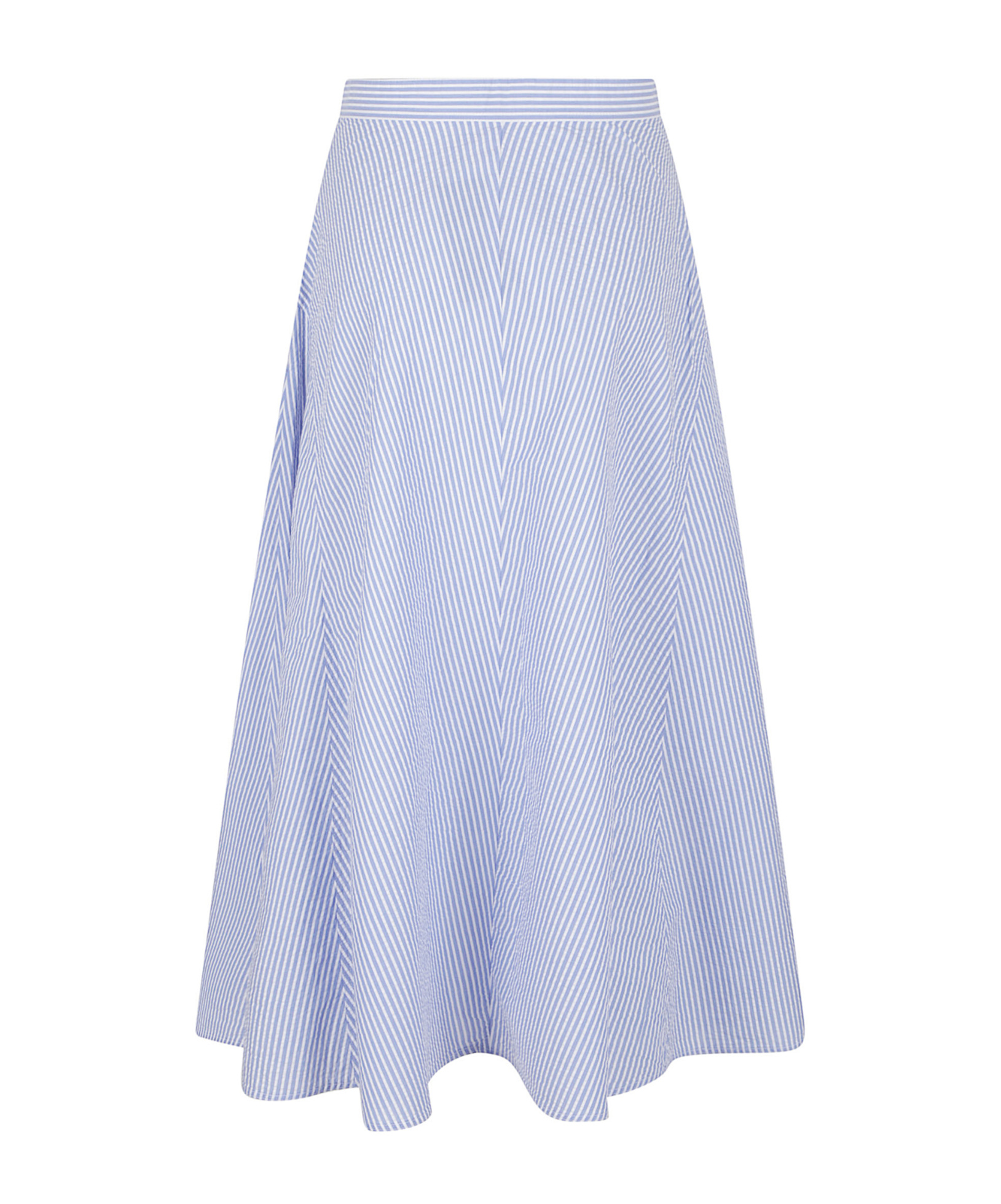 Polo Ralph Lauren Slightly High-waisted Midi Cotton Skirt With Button Front In Blue