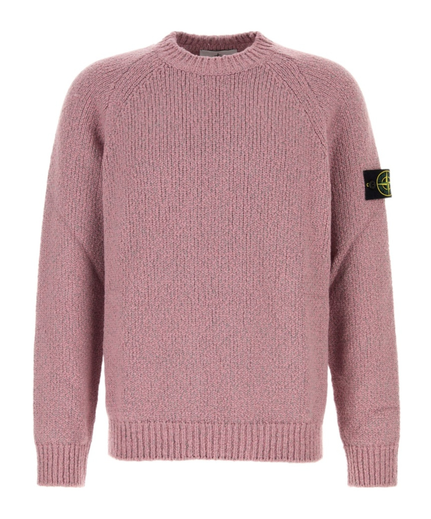 Stone Island Soft Wool Blend Crew Neck Sweater In Pink