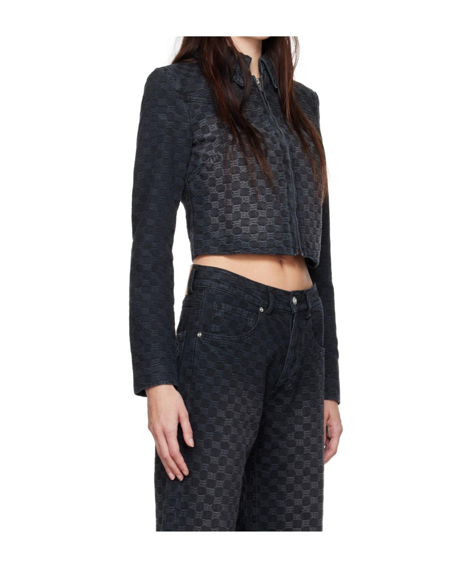 Misbhv Black Jacquard Monogram Denim Jacket In Black