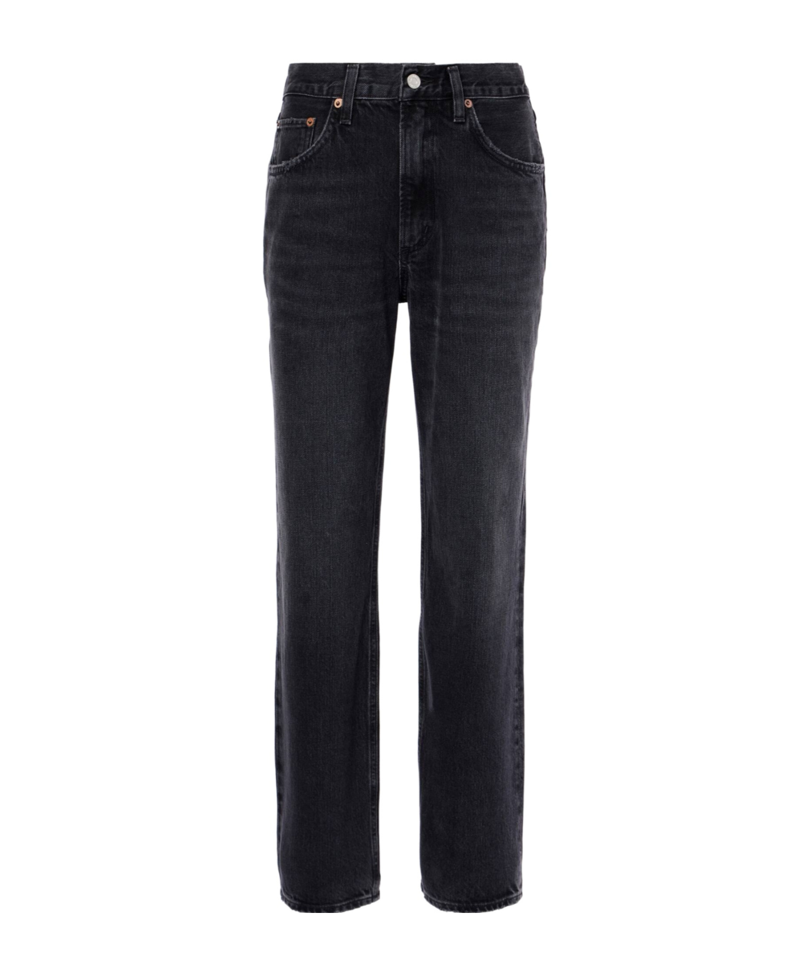 Agolde Valen Mid-rise Straight-leg Denim Trousers In Black