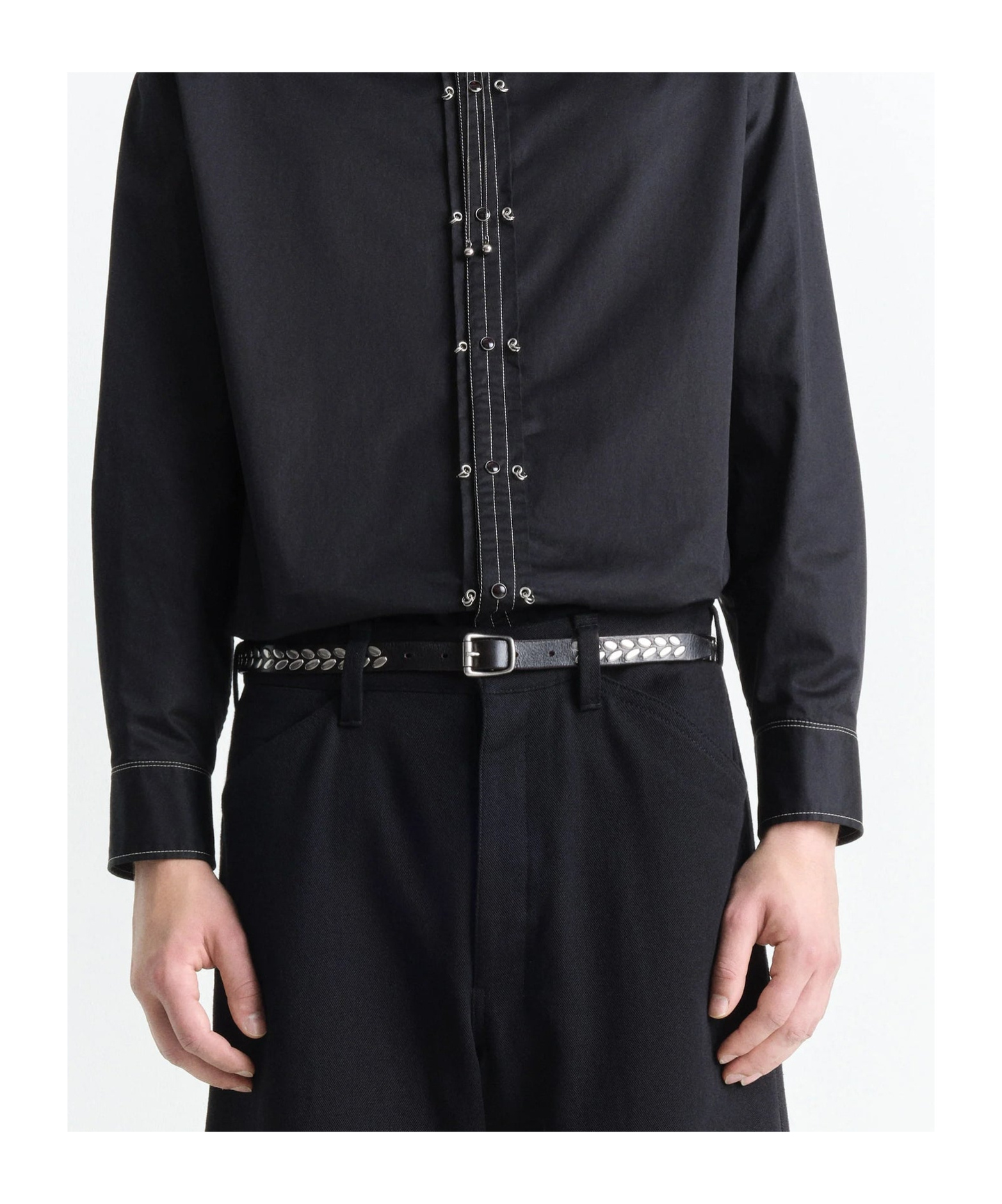 Lemaire Stud Belt In Black