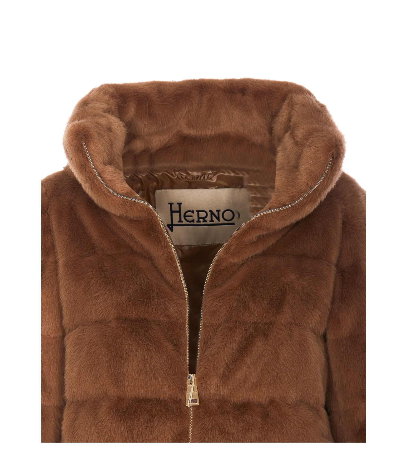 Herno Long-sleeved Down Jacket In Brown