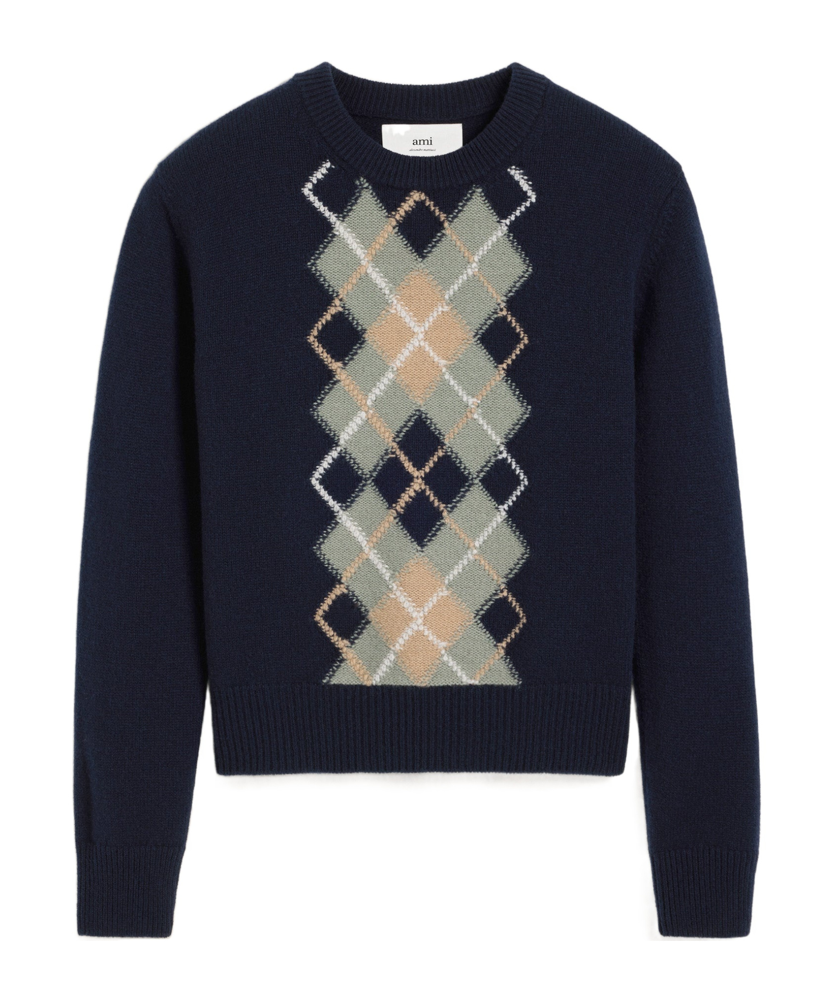 Shop Ami Alexandre Mattiussi Ami Paris Argyle Knitted Jumper In Black