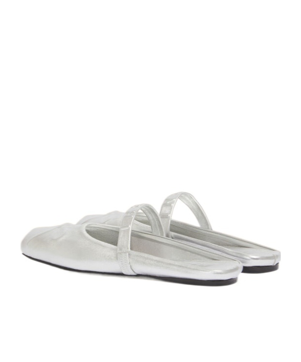 Marni Silver Leather Little Bow Sabot Slippers In Silver