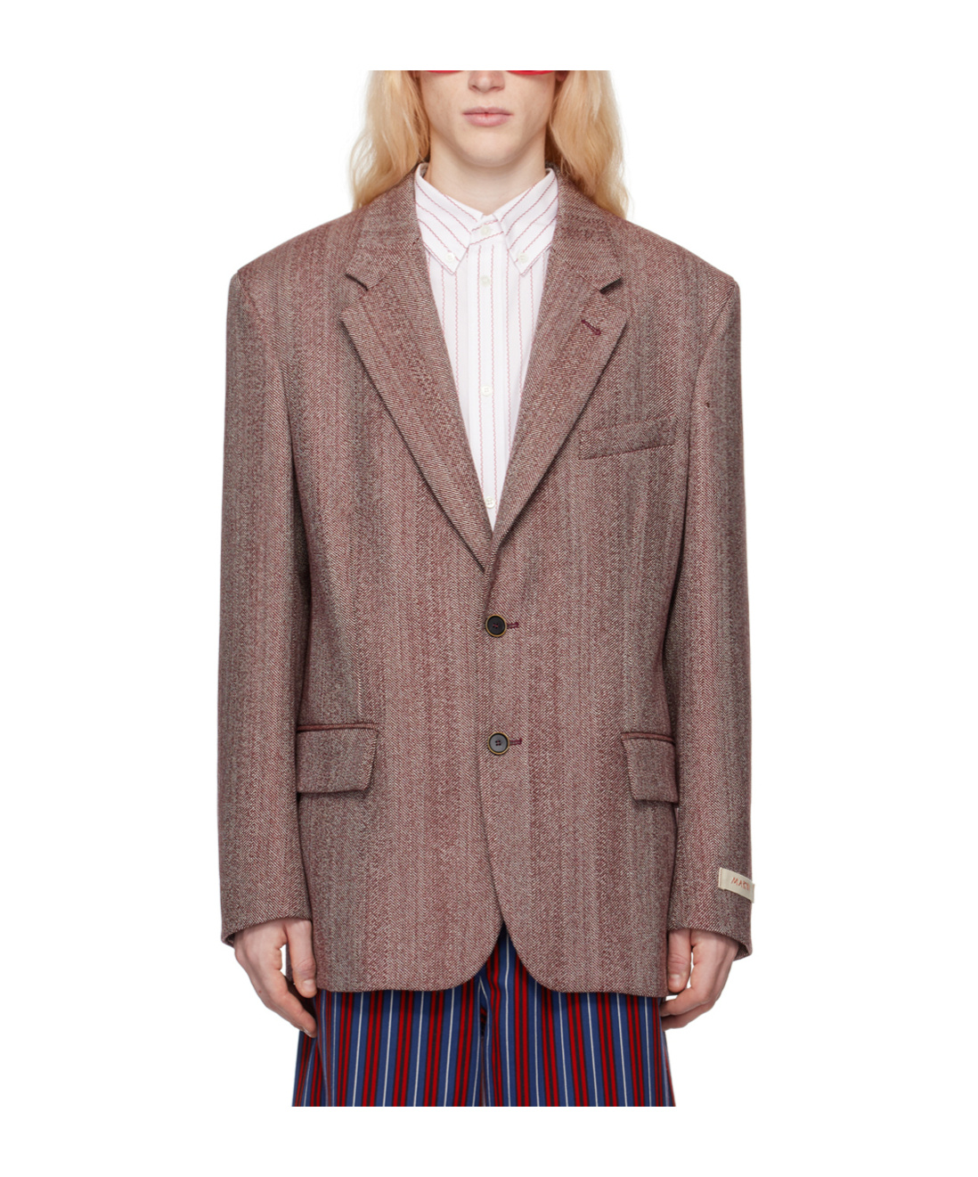 Marni Herringbone Pattern Suit Coat In Brown