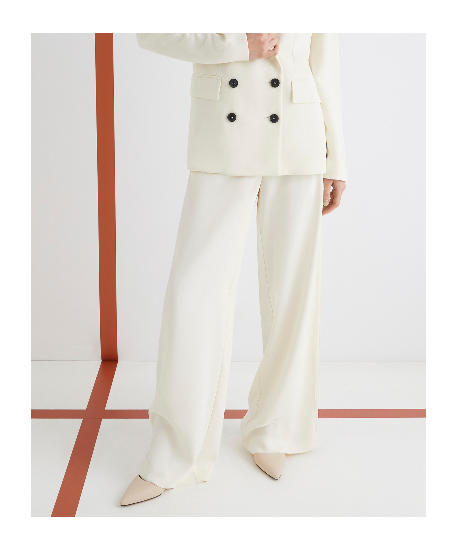 Marella Envers Satin Trousers - Wool White In White