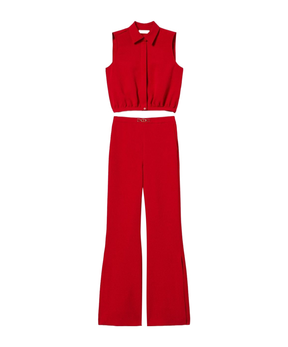 Twinset Sleeveless Shirt-style Jumpsuit In Red