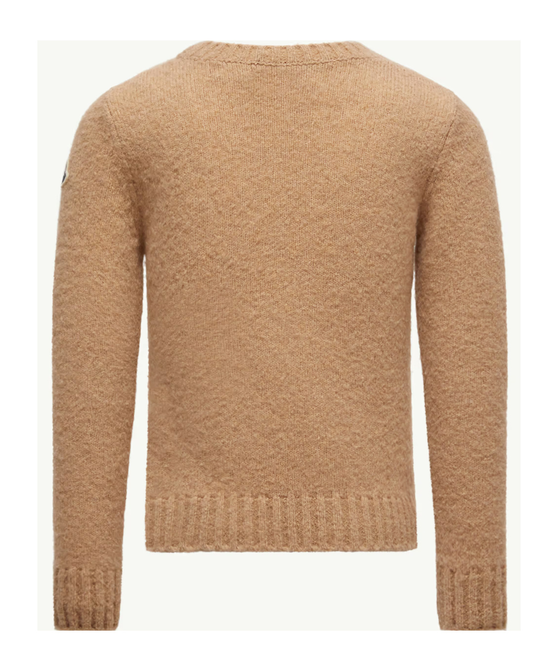 Moncler Embroidered Logo Wool Blend Jumper In Brown