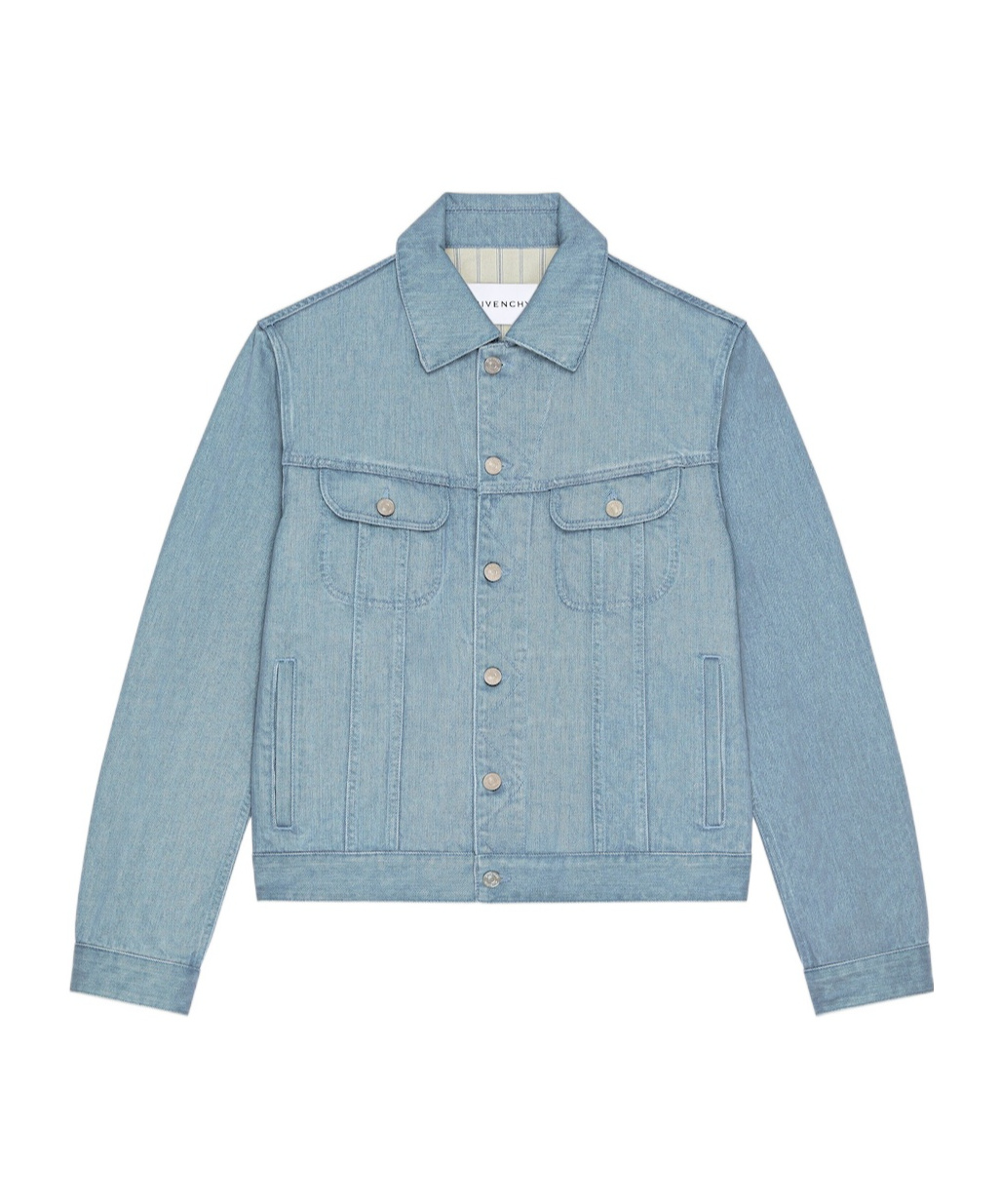 Givenchy Jacket In Light Blue Denim In Metallic