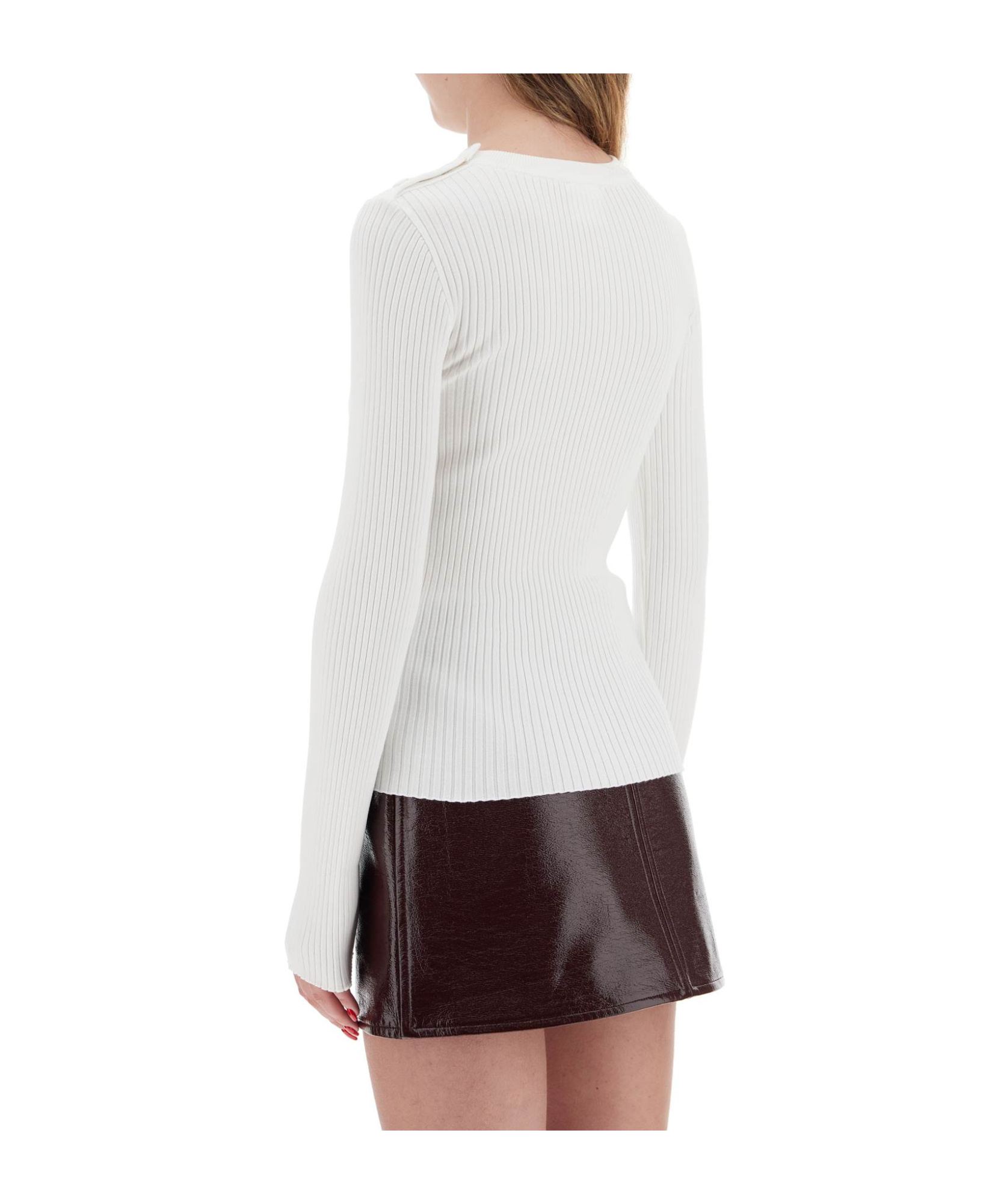 COURRÈGES EMBROIDERED LOGO RIBBED-KNIT SWEATER