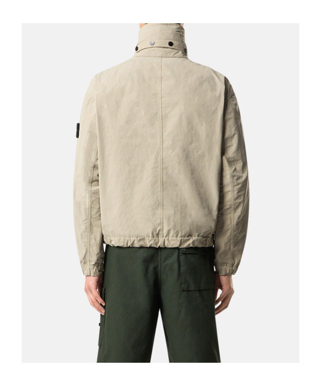 Stone Island Shirt Jacket With Anti-drop And Concealed Hood In Neutral