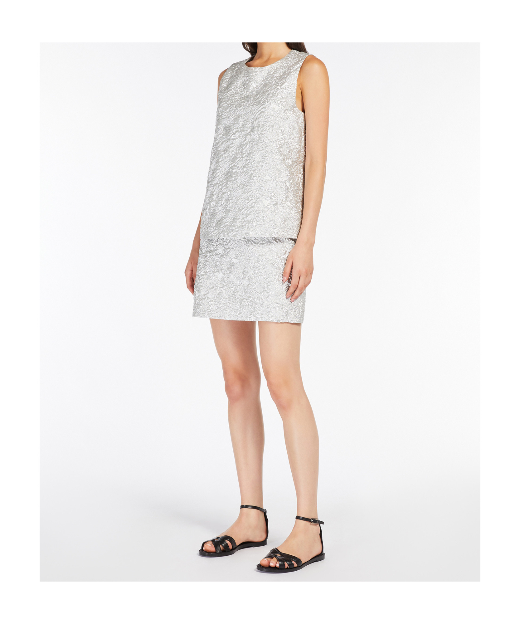 Max Mara Jacquard Crew-neck Top In White