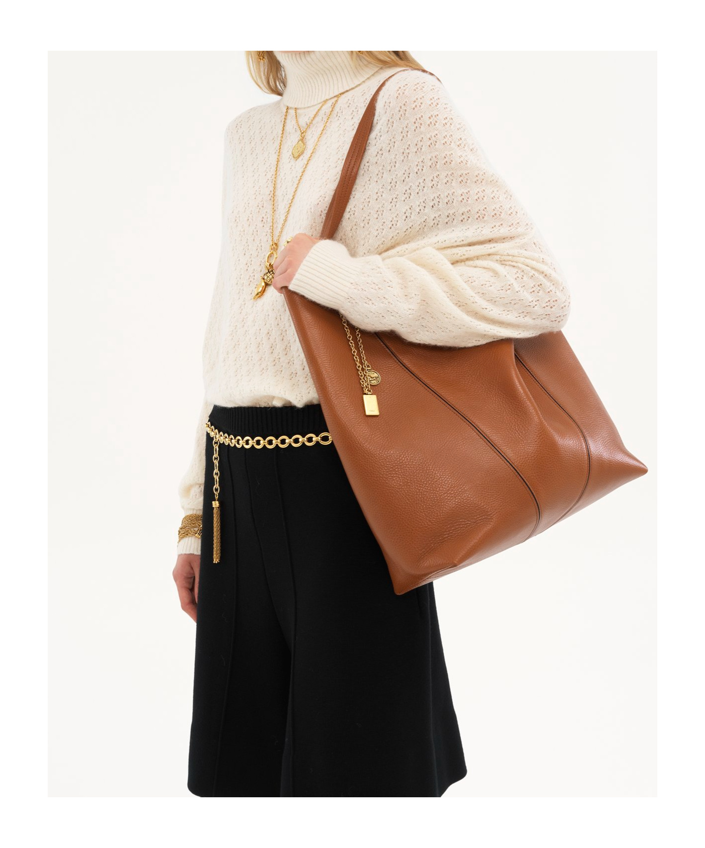 Chloé Double Handle Shoulder Bag In Brown