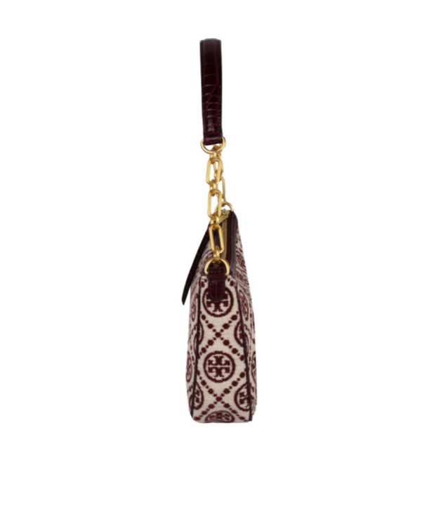 Tory Burch Medium Logo Jacquard Shoulder Bag In Nude