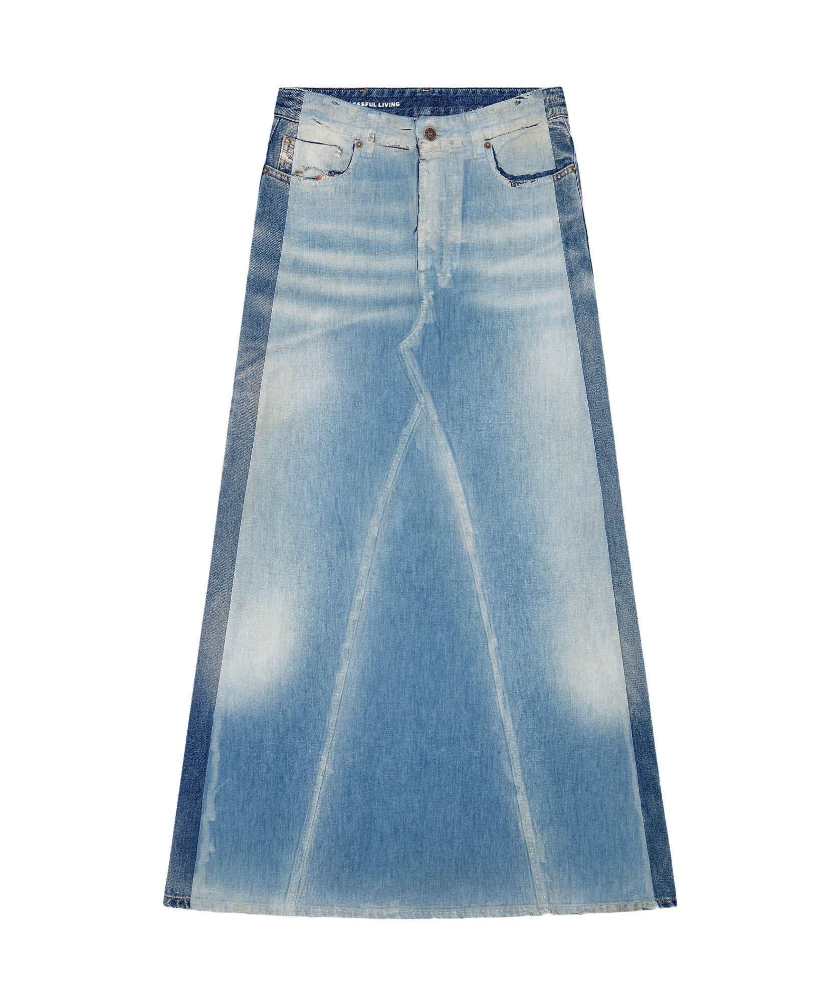 Diesel De-pago-s4 Denim Maxi Skirt In Blue