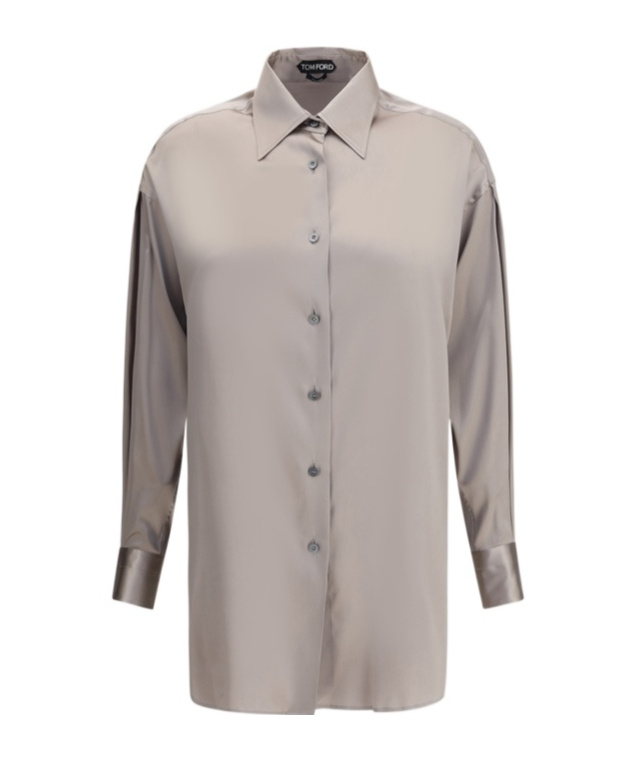 Tom Ford Satin Relaxed Fit Shirt In Gray