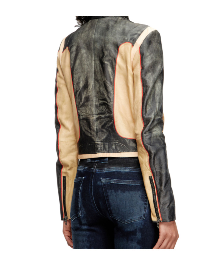 Diesel L-oonie Panelled Leather Jacket In Multi