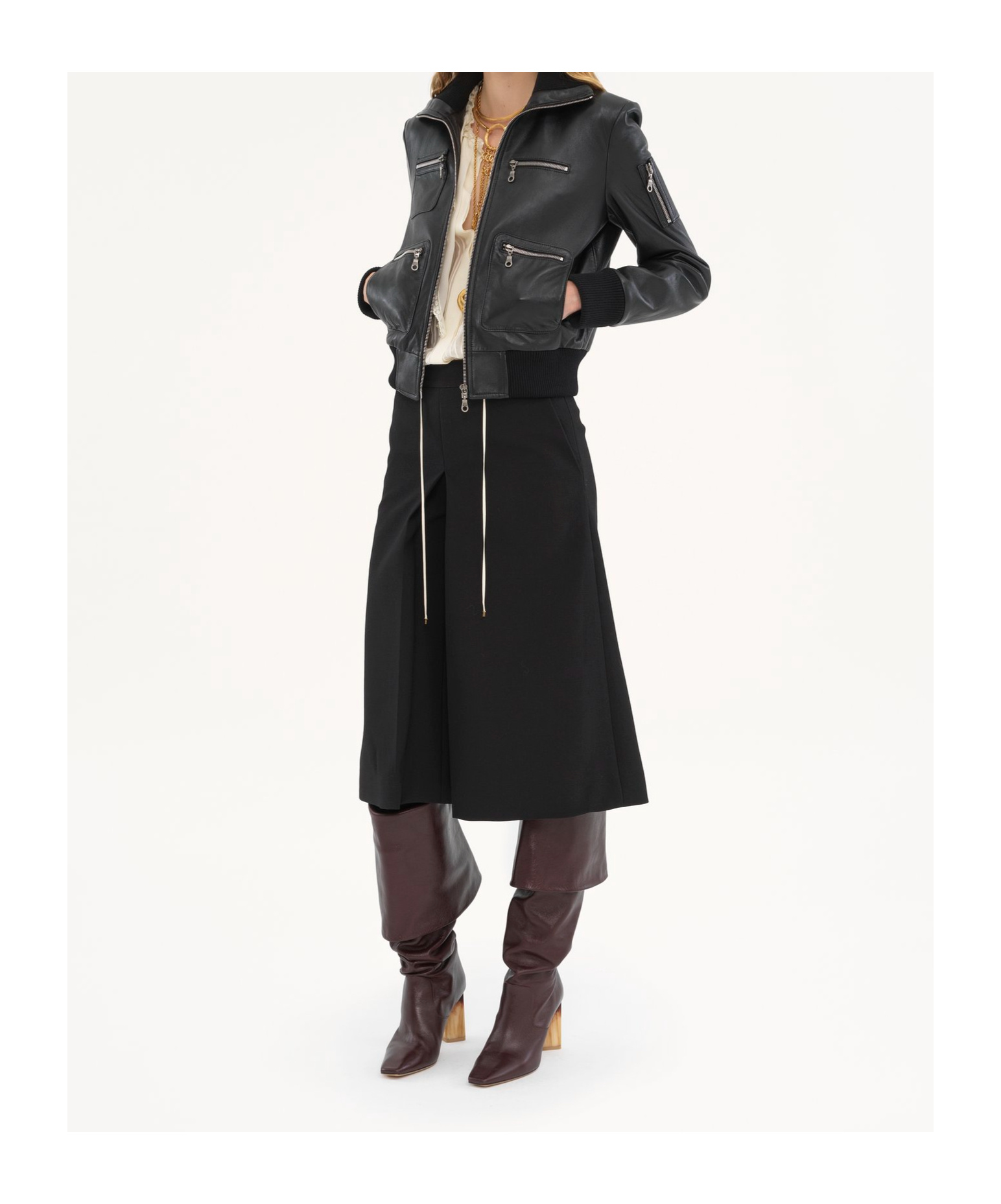 Chloé Long-sleeved Leather Jacket In Black