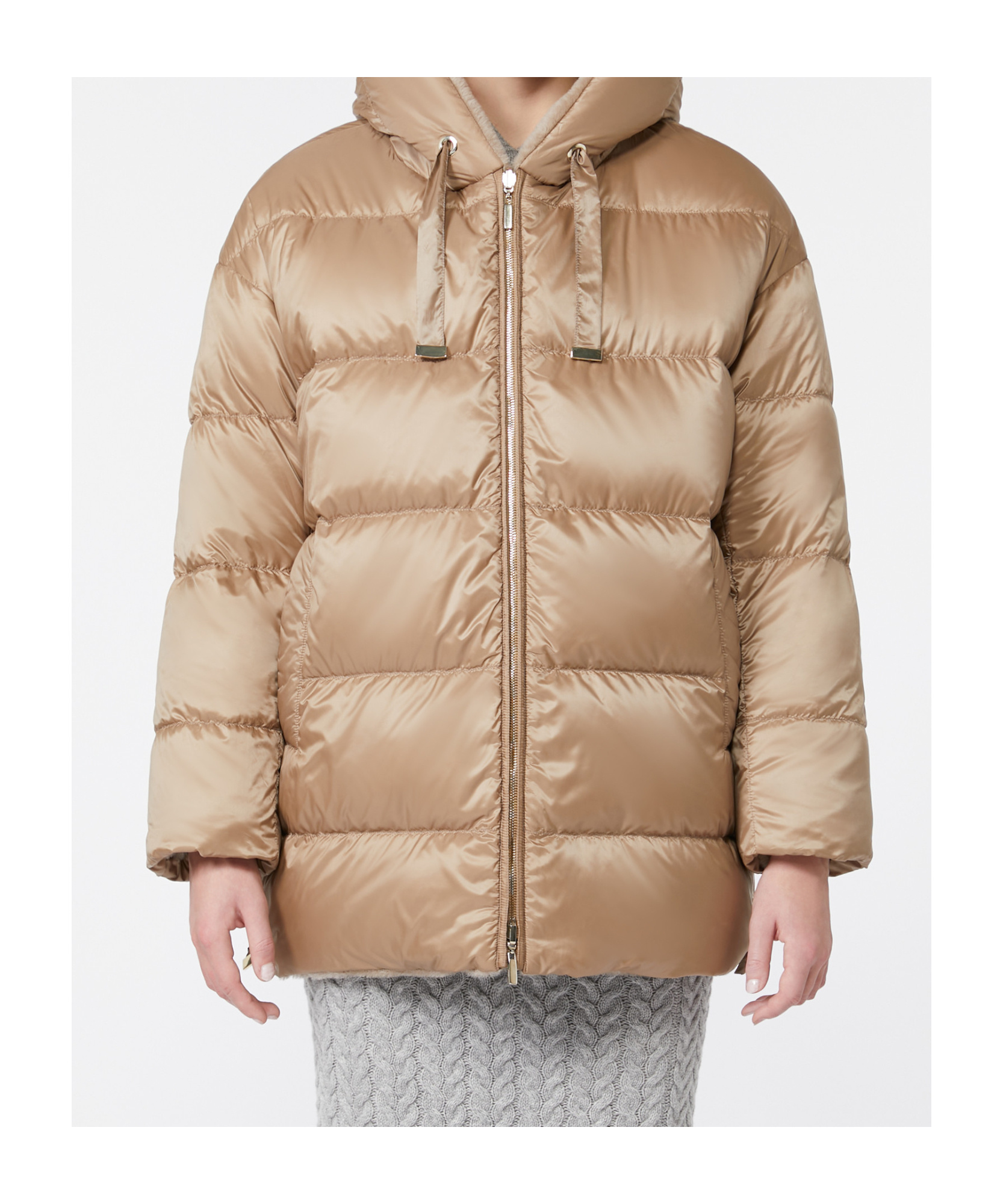 Max Mara The Cube Reversible Zip-up Hooded Coat In Nude