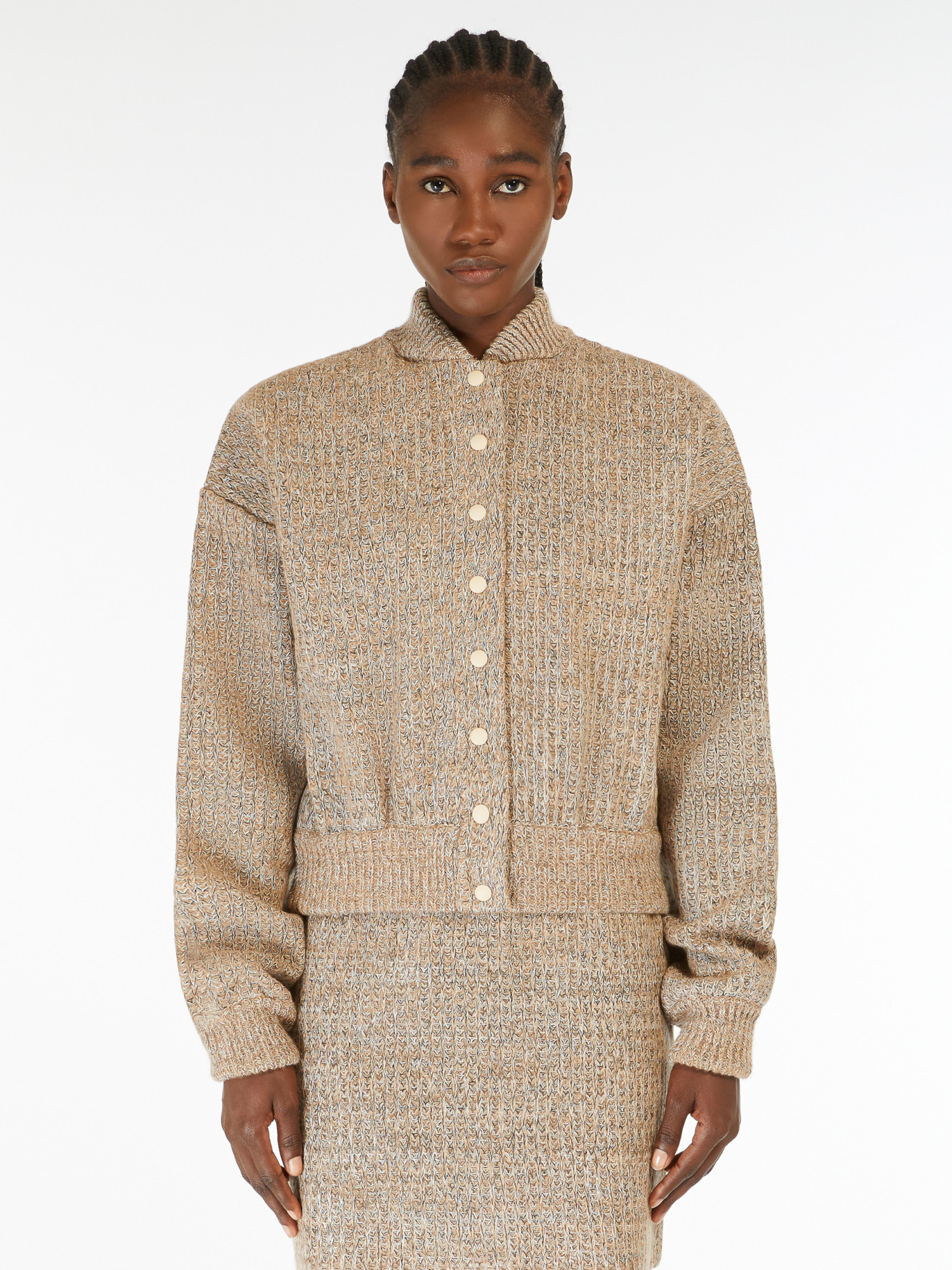 Sportmax Wool Knitted Pilot Jacket In Nude