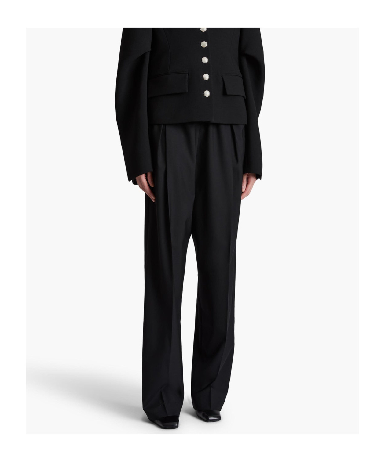 Khaite Trenton Pleated Straight-leg Pull-on Pants In Black