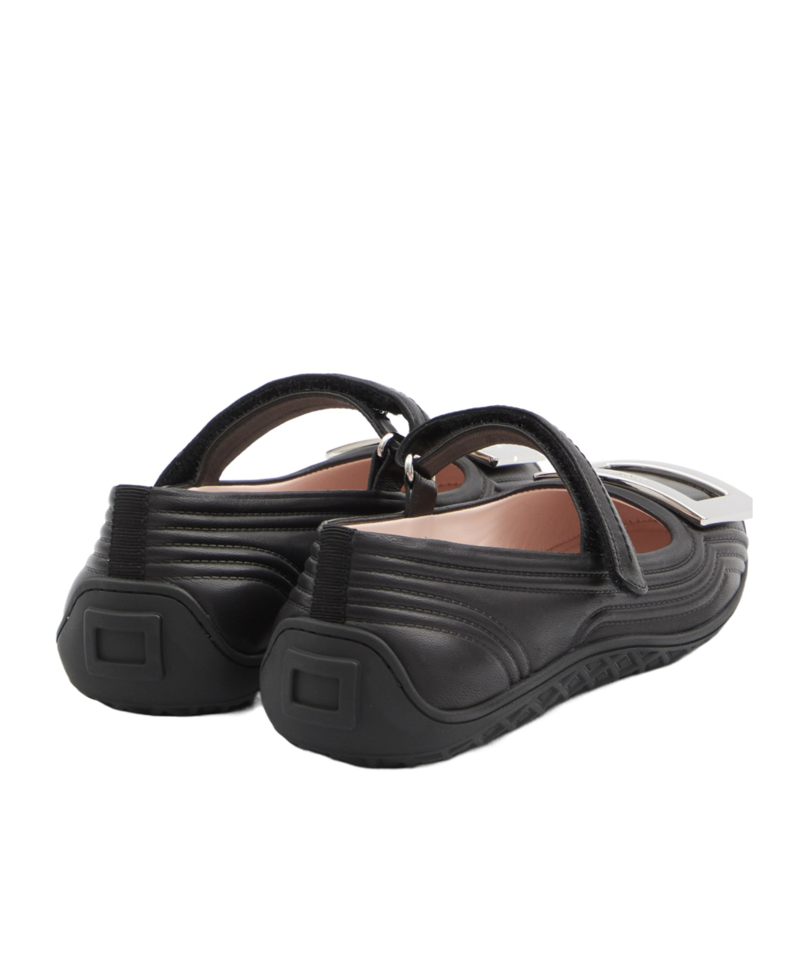 Roger Vivier Viv Low Mary Jane Ballerinas In Black