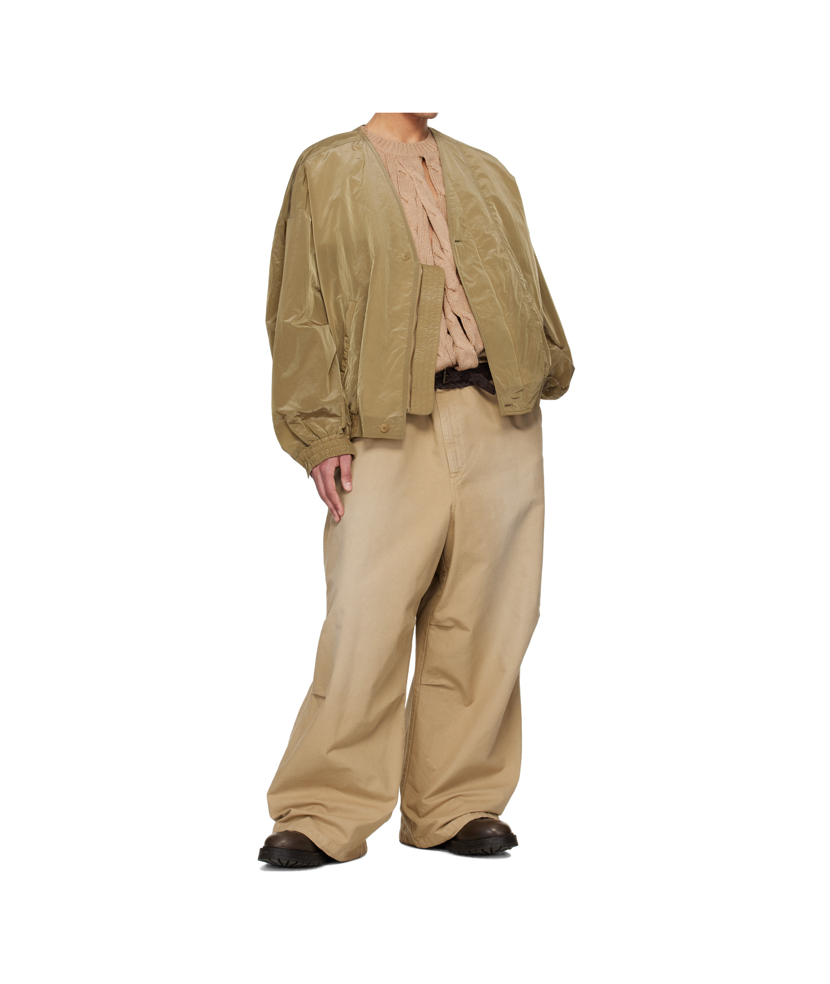 Hed Mayner Beige Drawstring Trousers In Beige