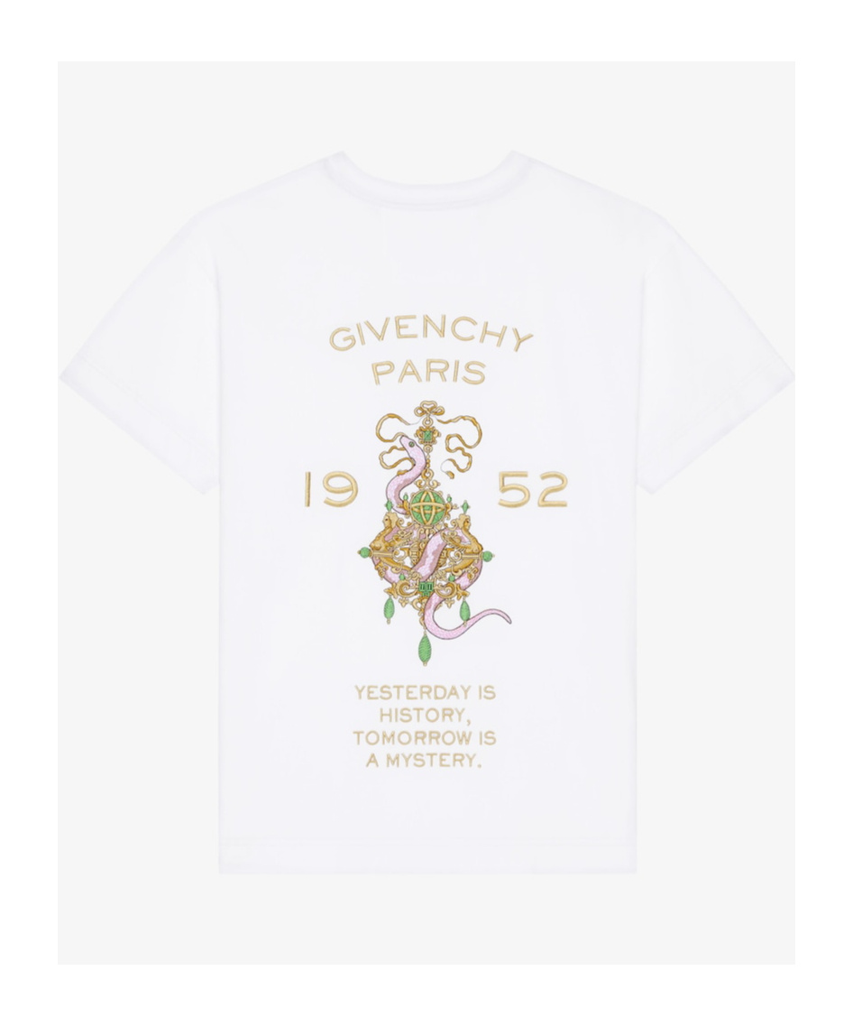 Givenchy T-shirt In Cotton With Chandelier Snake Embroideries In White