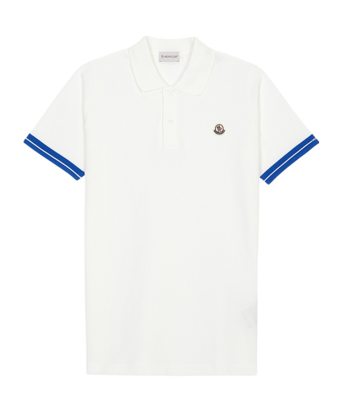 Moncler Lapel Short Sleeve Polo Shirt In White