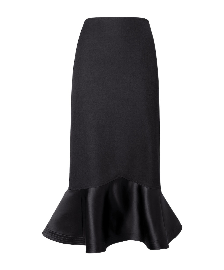 Fendi Women High-waisted Midi Skirt In Grain De Poudre Wool In Black