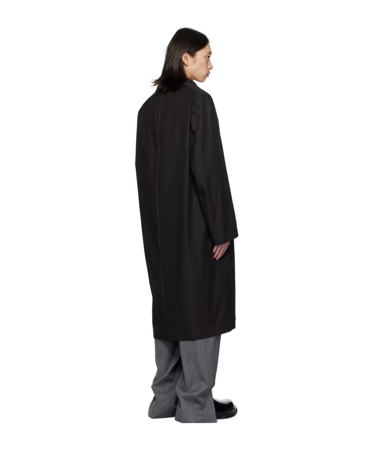 Jil Sander Buttoned-up Midi-coat In Black