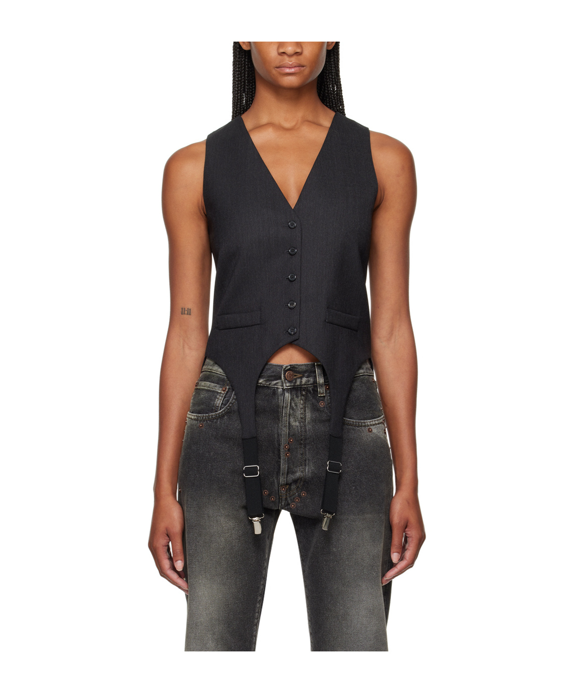 Moschino Gray Garter Vest In Black