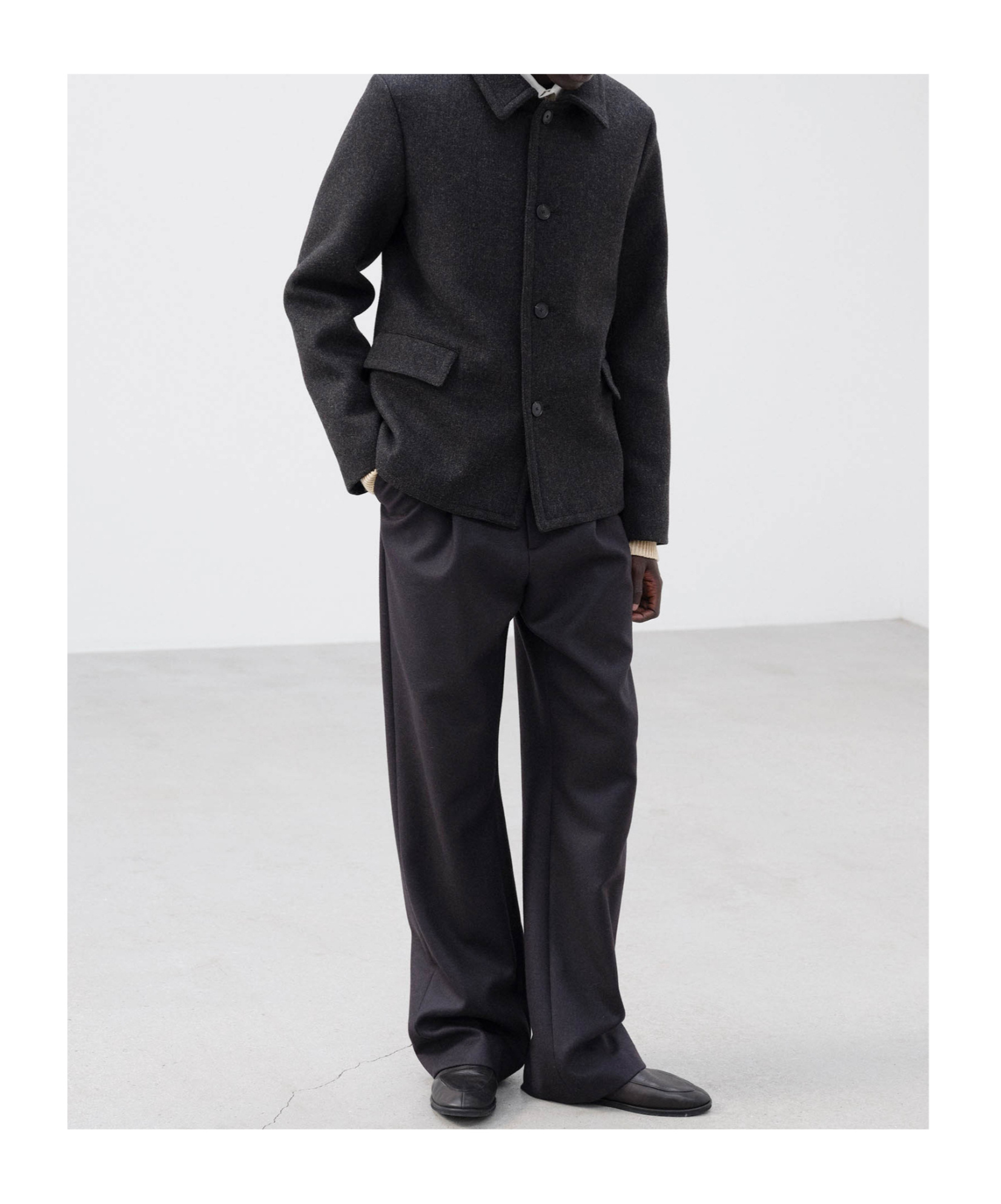 Auralee Shetland Wool Double Cloth Blouson In Black