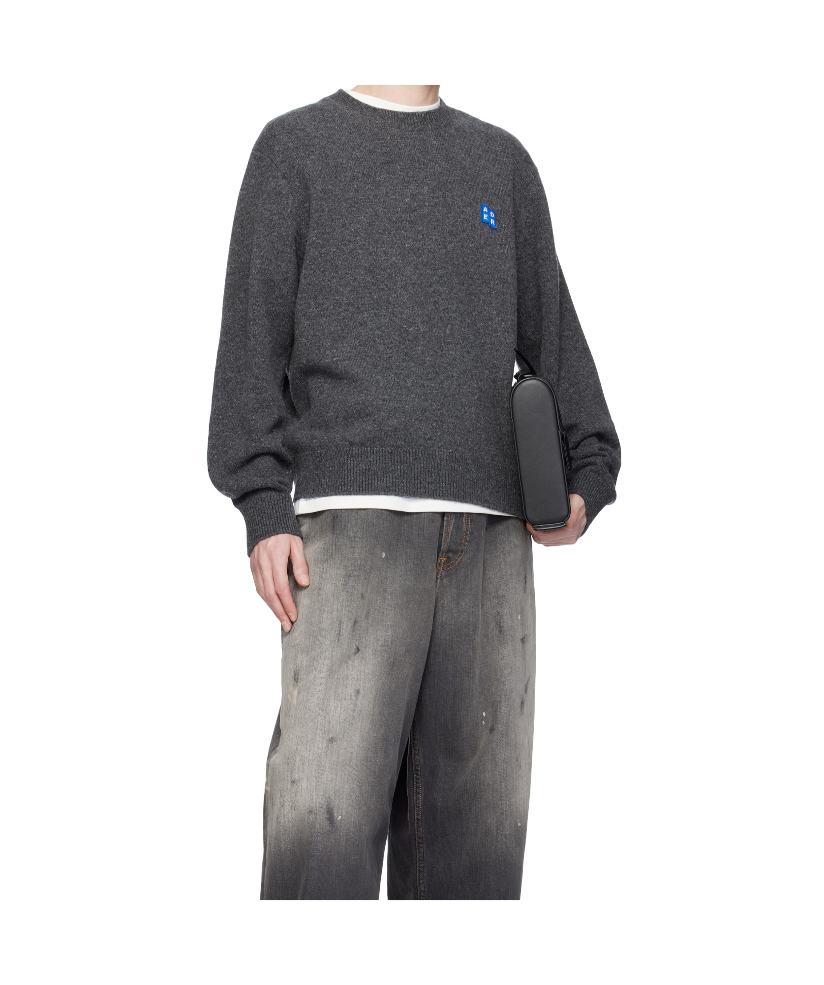 Ader Error Crew Neck Long Sleeve Sweater In Black