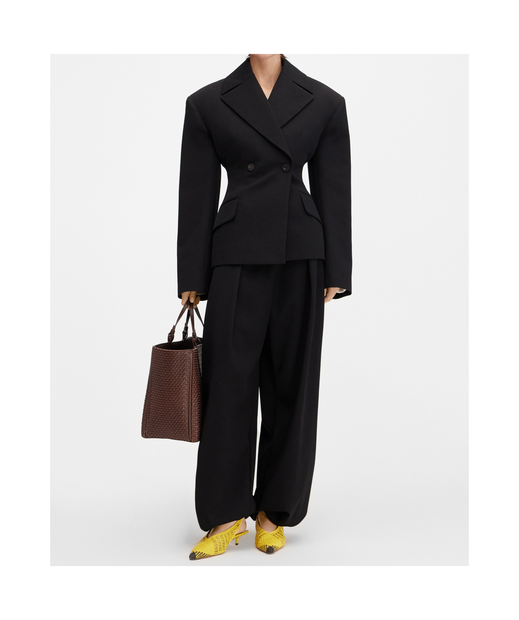 Jacquemus Structured Wool Jacket Exaggerated Shoulders In Black
