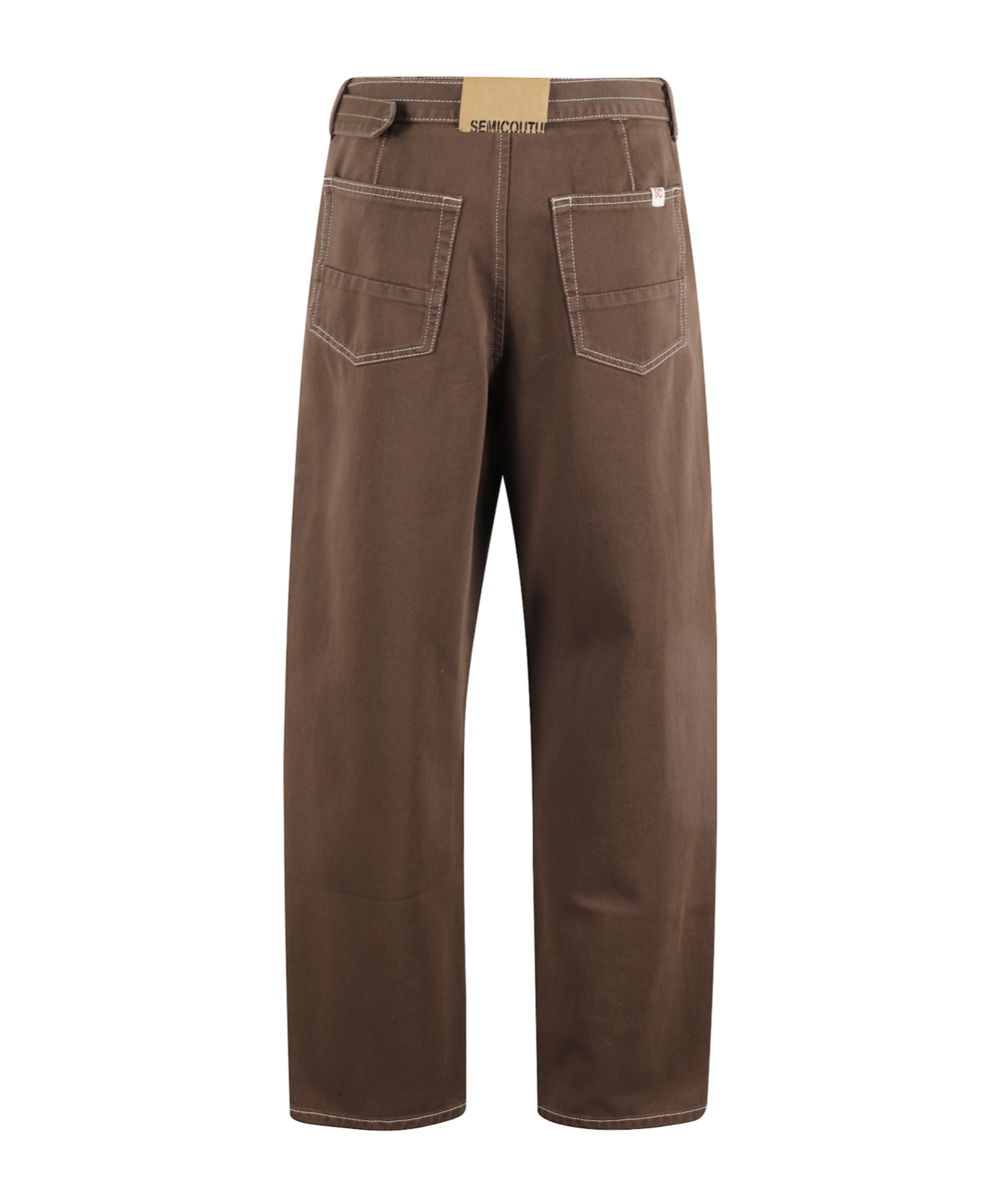 Semicouture Straight Leg Pants With Contrast Stitching In Gray