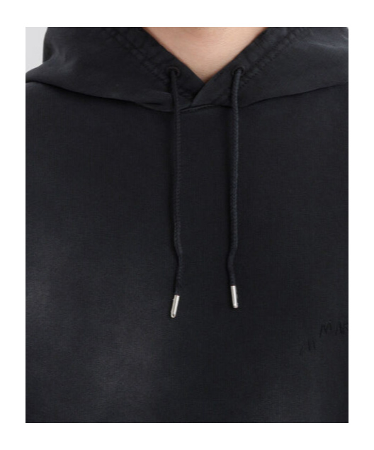 Marni Bleached-effect Cotton Hoodie In Black