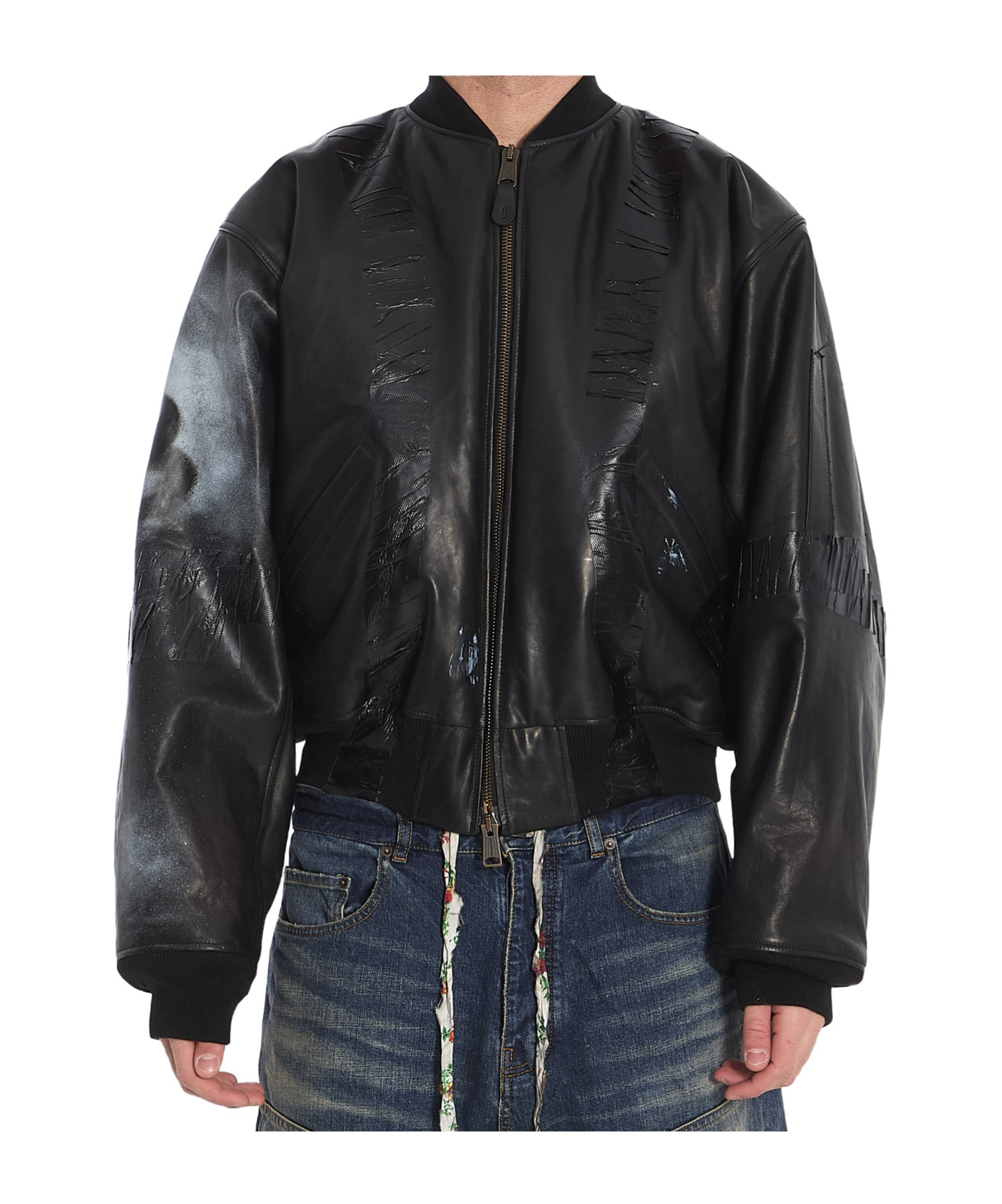 Balenciaga Zippered Pilot Leather Jacket In Black