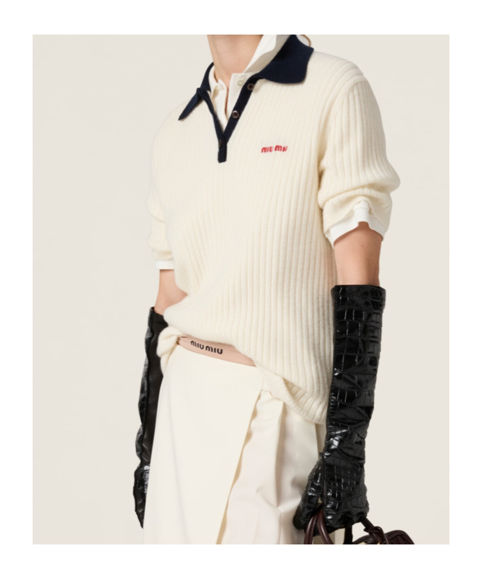 Miu Miu Ribbed Cashmere Polo Shirt