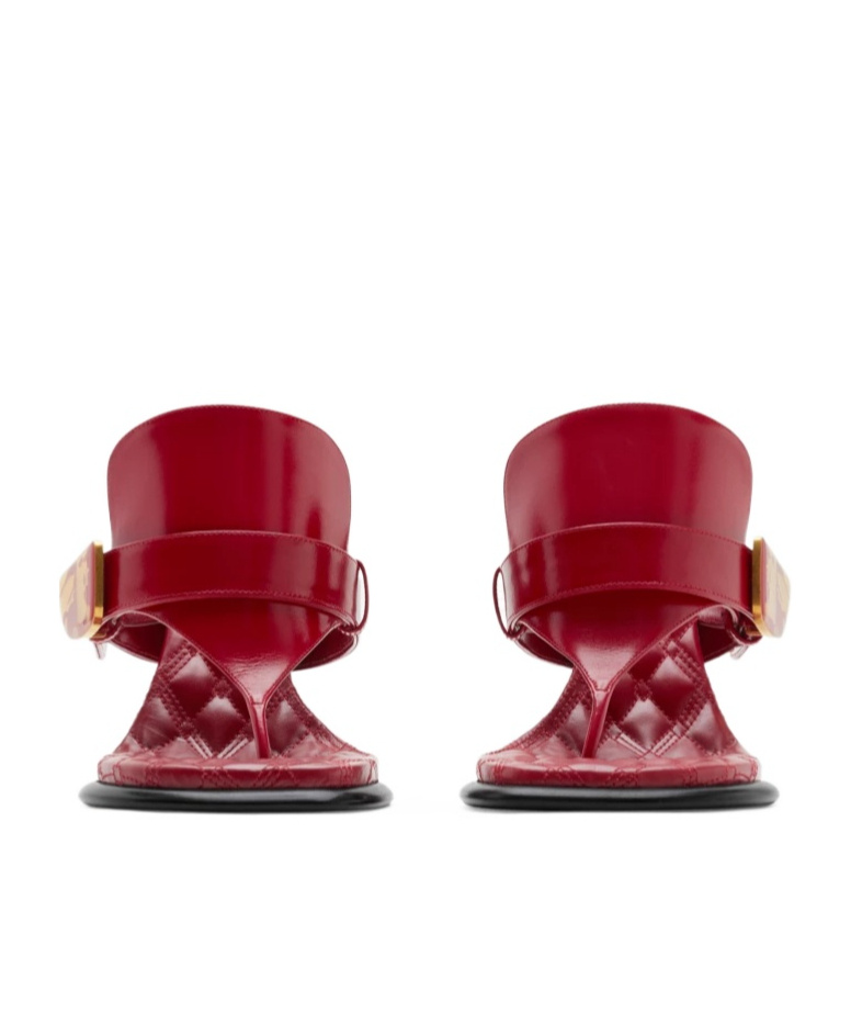 Burberry Leather Bay Sandals In Red