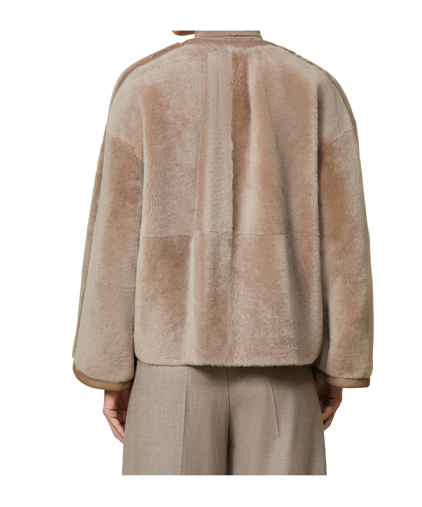 Max Mara Sheepskin Knitwear Coat In Brown