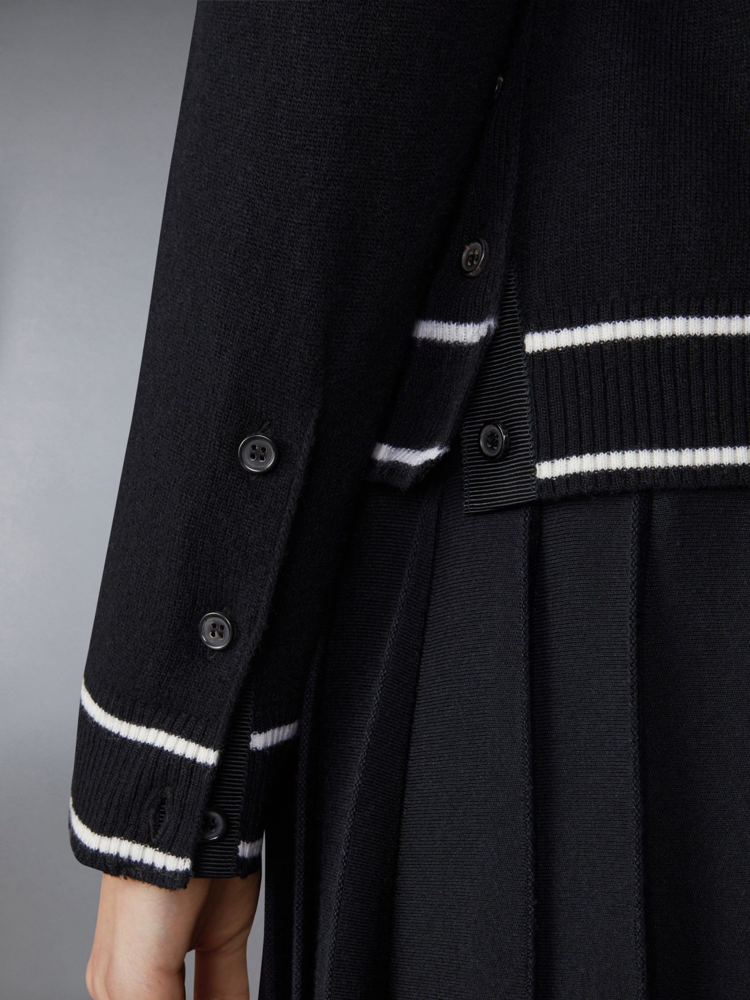 Thom Browne Black Pointelle Jersey Hector & Rose Cardigan In Black