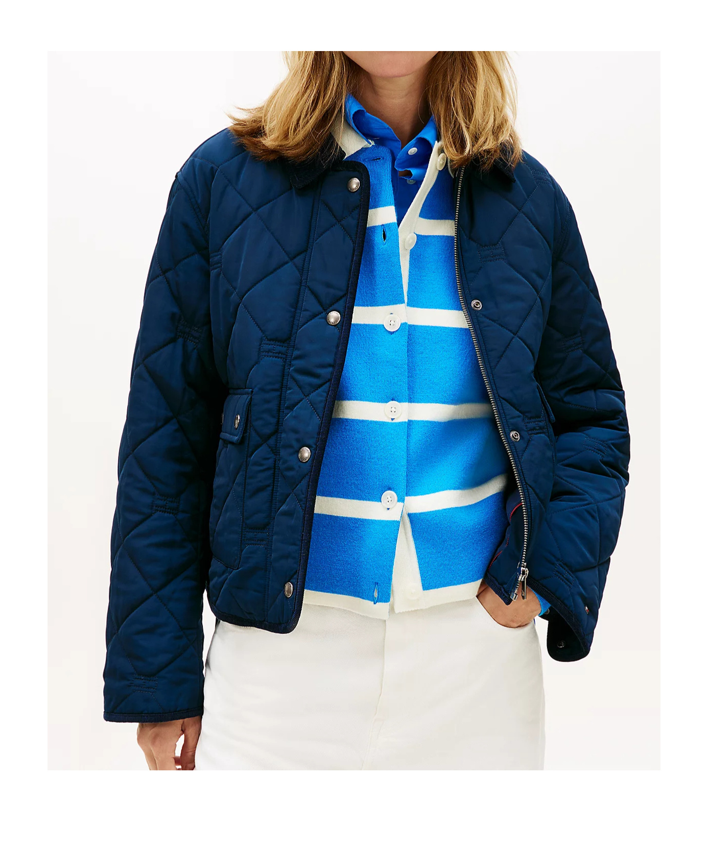 Tommy Hilfiger Padded Flag Quilted Water Repellent Jacket In Blue