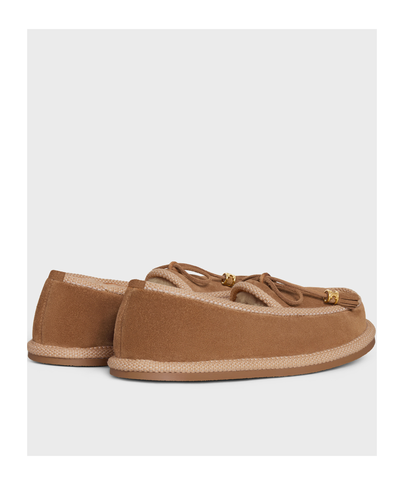 Celine Round-head Flat Shoes In Brown