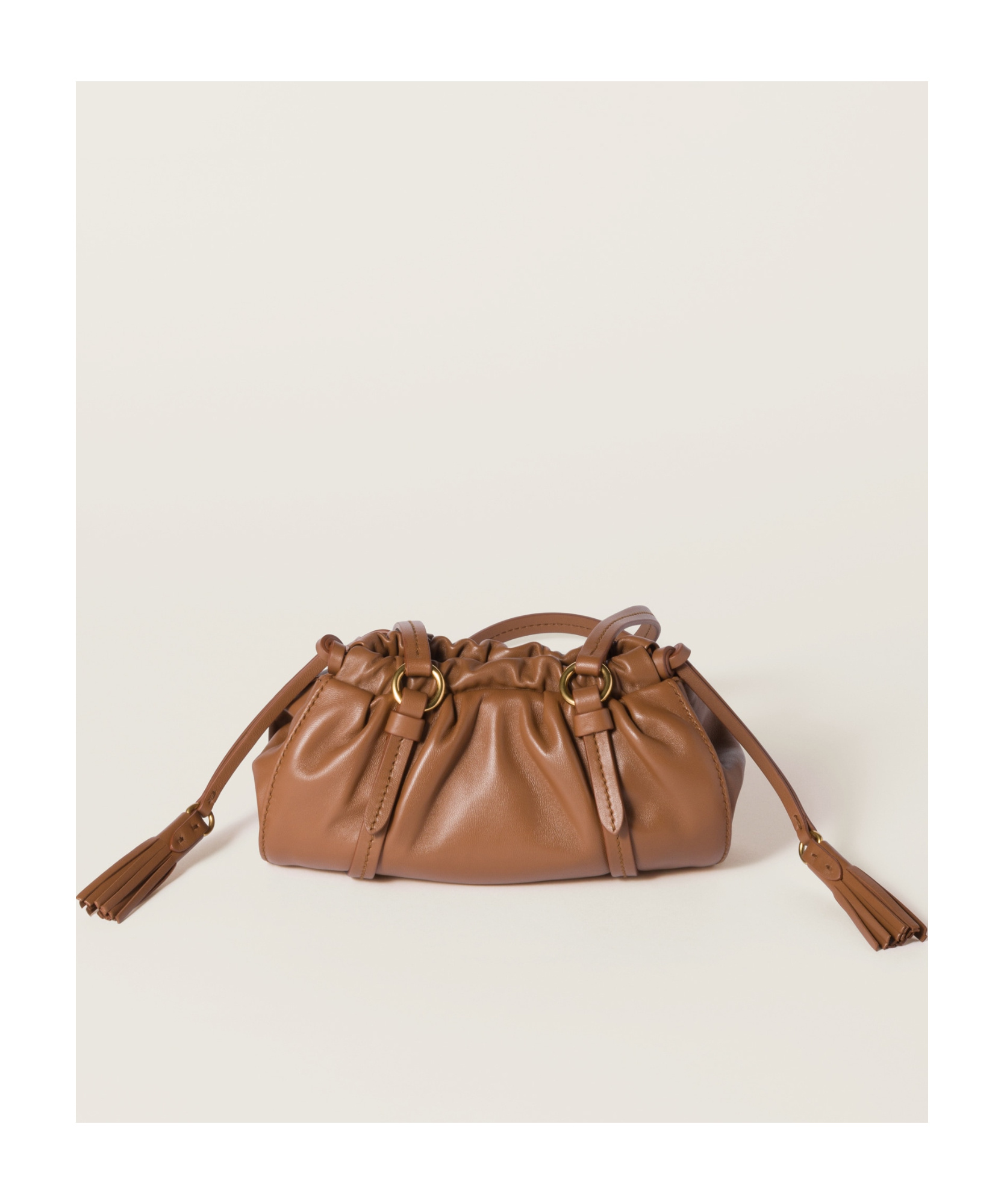 Miu Miu Joie Leather Shoulder Bag In Brown
