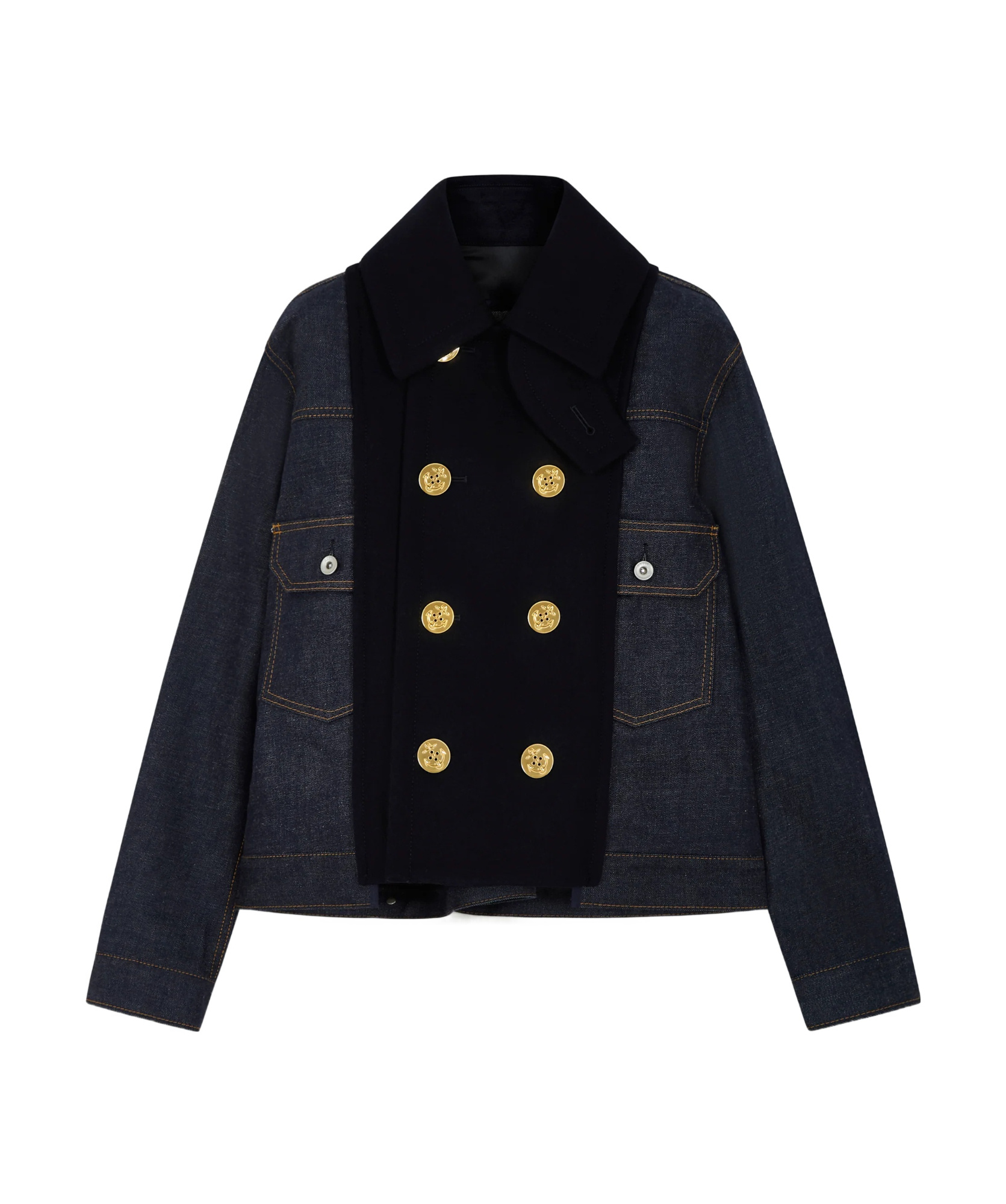 Sacai X Levi's Double-breasted Denim Jacket In Black