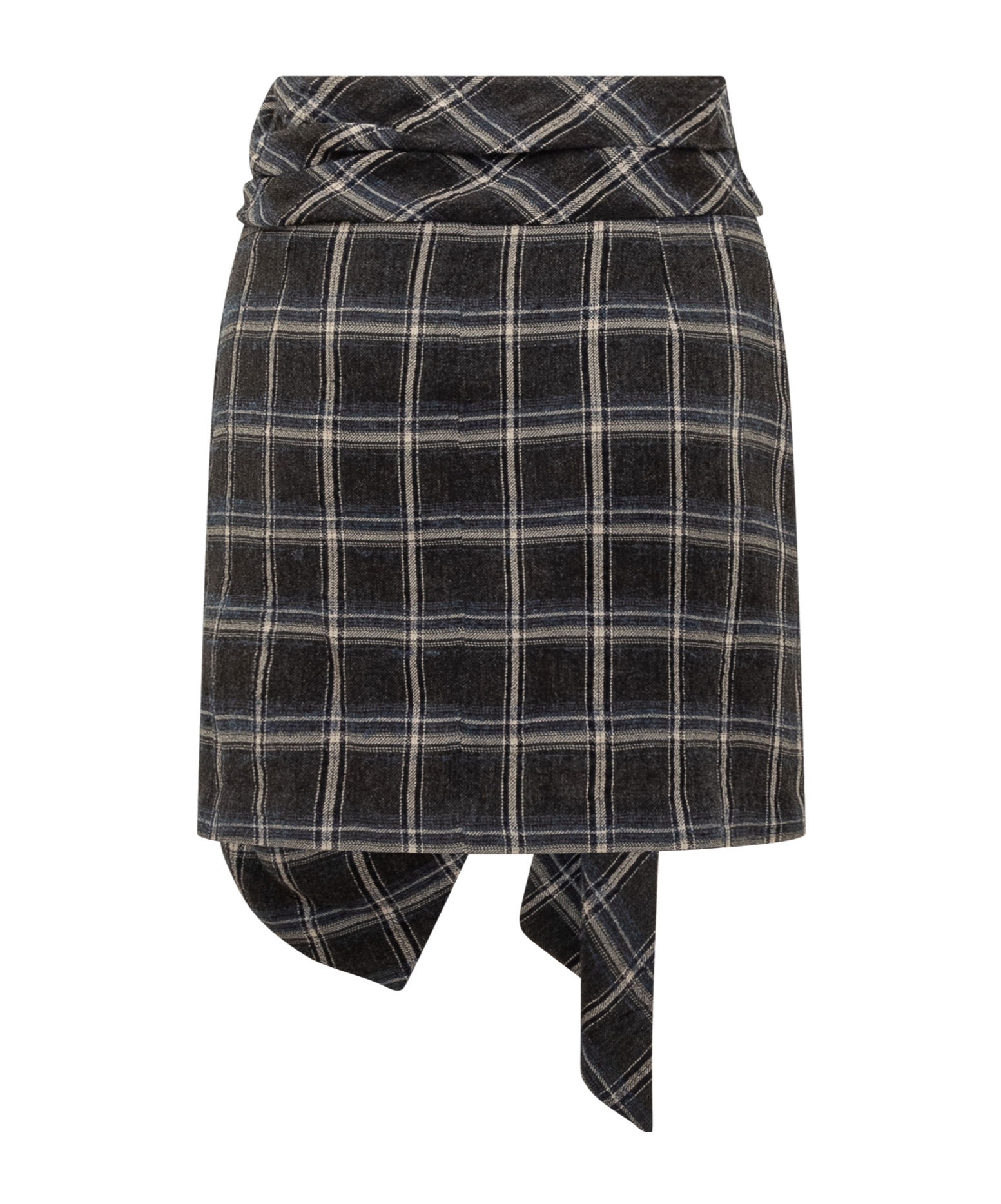 Isabel Marant Plaid Skirt With Front Knot In Black